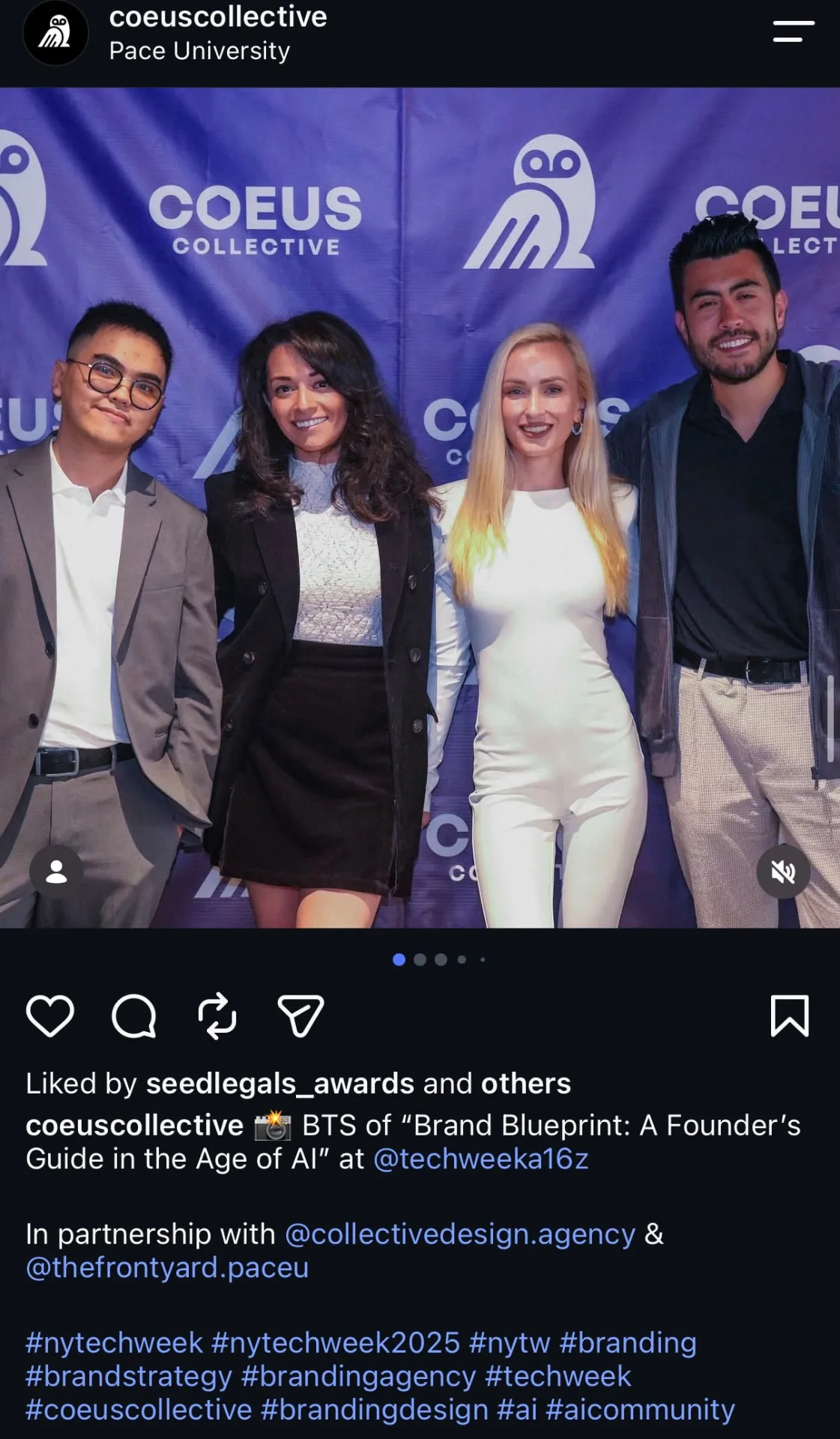Instagram post from Coeus Collective featuring Natalyia at the Brand Blueprint panel during NY Tech Week